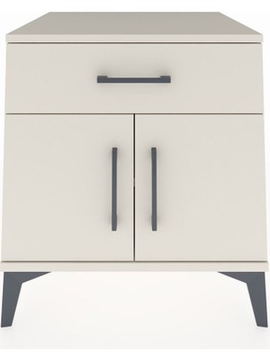 Kronos Komodin Tek Raflı Tek Çekmeceli 2 Kapaklı 60X59X64 Aytaşı-Aytaşı