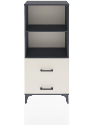 Arges Dolap 2 Raflı 2 Çekmeceli 60X30X134 Antrasit-Aytaşı