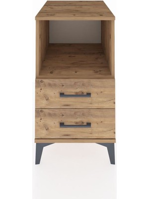 Kronos Komodin Tek Raflı 2 Çekmeceli 44X59X80 Çam-Çam