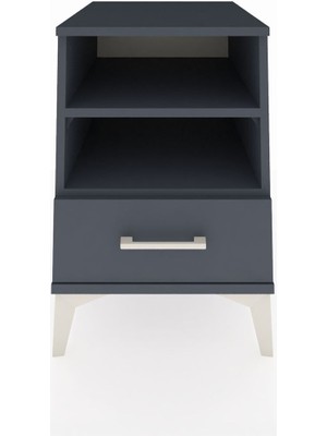 Kronos Komodin 2 Raflı Tek Çekmeceli 44X59X64 Antrasit-Antrasit