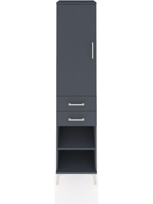 Hyperion Dolap 4 Raflı 2 Çekmeceli Tek Kapaklı 44X44X195 Antrasit-Antrasit