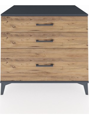 Kronos Şifonyer 3 Çekmeceli 88X59X80 Antrasit-Çam