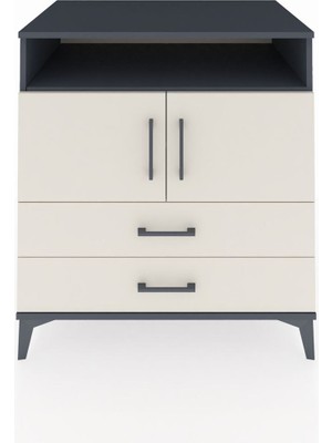 Kronos Şifonyer 3 Raflı 2 Çekmeceli 2 Kapaklı 88X59X96 Antrasit-Aytaşı