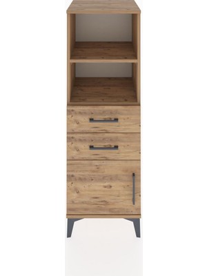 Hyperion Dolap 2 Raflı 2 Çekmeceli Tek Kapaklı 44X44X134 Çam-Çam