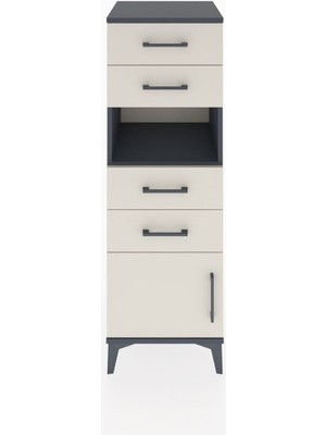 Hyperion Dolap Tek Raflı 4 Çekmeceli Tek Kapaklı 44X44X134 Antrasit-Aytaşı