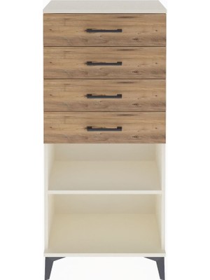 Arges Dolap Tek Raflı 4 Çekmeceli 60X30X134 Aytaşı-Çam