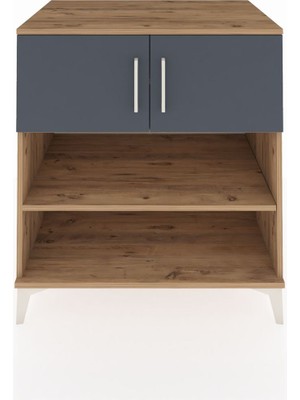 Kronos Şifonyer 3 Raflı 2 Kapaklı 88X59X96 Çam-Antrasit