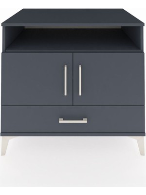 Kronos Şifonyer 3 Raflı Tek Çekmeceli 2 Kapaklı 88X59X80 Antrasit-Antrasit