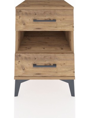 Kronos Komodin Tek Raflı 2 Çekmeceli 44X59X64 Çam-Çam