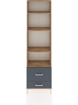 Arges Dolap 4 Raflı 2 Çekmeceli 60X30X221 Çam-Antrasit