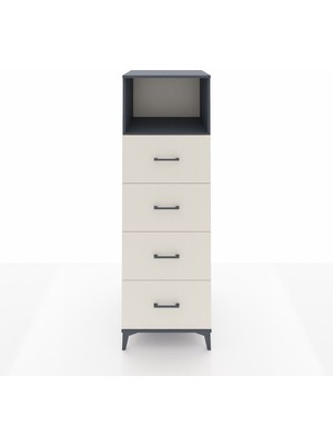 Kronos Dolap Tek Raflı 4 Çekmeceli 60X59X182 Antrasit-Aytaşı