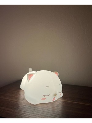 Renkli Silikon Kedi Gece Lambası, Dokunmatik ve Çocuk Odası Için Ideal