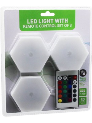 3'lü Renkli LED Dokunmatik Lamba Seti, Kumandalı, Pilli, Şık ve Modern Tasarım