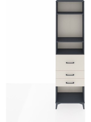 Arges Dolap 3 Raflı 3 Çekmeceli 60X30X221 Antrasit-Aytaşı