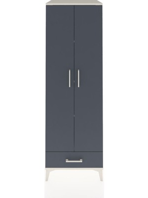 Kronos Dolap 4 Raflı Tek Çekmeceli 2 Kapaklı 60X59X182 Aytaşı-Antrasit