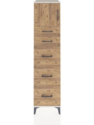 Kronos Dolap Tek Raflı 5 Çekmeceli Tek Kapaklı 44X59X182 Aytaşı-Çam