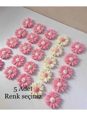 5 Adet Papatya - Çiçek Desen Dekoratif Mum Söz,nişan,mevlid Hediyelik Mum