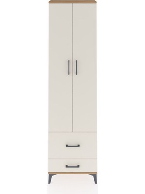 Arges Dolap 3 Raflı 2 Çekmeceli Tek Askılı 60X30X221 Çam-Aytaşı