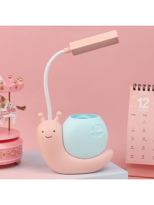 Sevimli Pembe Salyangoz Masa Lambası, Ayarlanabilir ve Katlanabilir Tasarım