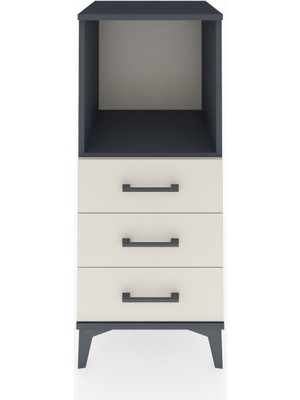 Hyperion Komodin Tek Raflı 3 Çekmeceli 44X44X106 Antrasit-Aytaşı