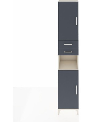 Hyperion Dolap 5 Raflı 2 Çekmeceli 2 Kapaklı 44X44X243 Aytaşı-Antrasit