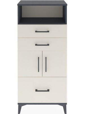 Arges Dolap 2 Raflı 3 Çekmeceli 2 Kapaklı 60X30X134 Antrasit-Aytaşı