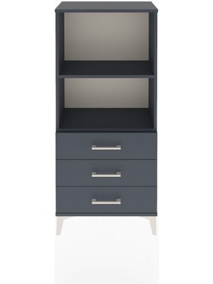 Arges Dolap 2 Raflı 3 Çekmeceli 60X30X134 Antrasit-Antrasit