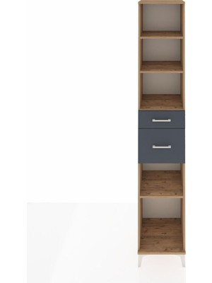 Hyperion Dolap 4 Raflı 2 Çekmeceli 44X44X243 Çam-Antrasit
