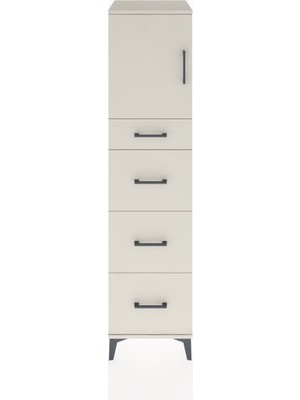 Hyperion Dolap Tek Raflı 4 Çekmeceli Tek Kapaklı 44X44X182 Aytaşı-Aytaşı