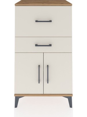 Hyperion Komodin Tek Raflı 2 Çekmeceli 2 Kapaklı 60X44X106 Çam-Aytaşı