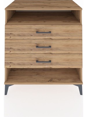 Kronos Şifonyer Tek Raflı 3 Çekmeceli 88X59X96 Çam-Çam