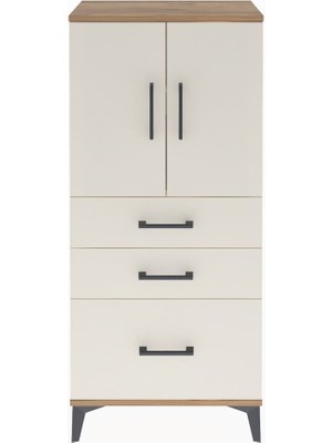Arges Dolap 2 Raflı 3 Çekmeceli 2 Kapaklı 60X30X134 Çam-Aytaşı