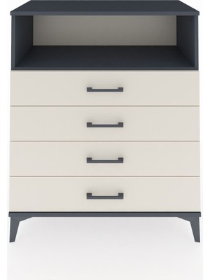 Hyperion Şifonyer Tek Raflı 4 Çekmeceli 88X44X106 Antrasit-Aytaşı