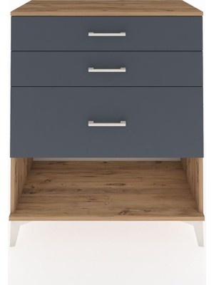 Hyperion Şifonyer 3 Çekmeceli 88X44X106 Çam-Antrasit