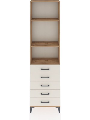 Arges Dolap 3 Raflı 5 Çekmeceli 60X30X221 Çam-Aytaşı