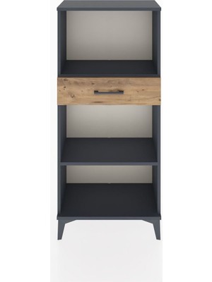 Hyperion Dolap 2 Raflı Tek Çekmeceli 60X44X134 Antrasit-Çam