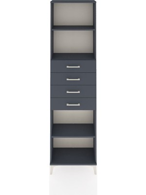 Arges Dolap 3 Raflı 4 Çekmeceli 60X30X221 Antrasit-Antrasit