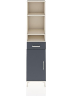 Hyperion Dolap 4 Raflı Tek Çekmeceli Tek Kapaklı 44X44X195 Aytaşı-Antrasit