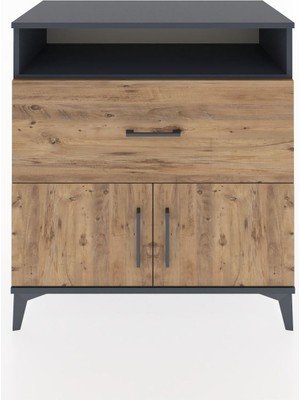 Hyperion Şifonyer Tek Raflı Tek Çekmeceli 2 Kapaklı 88X44X96 Antrasit-Çam