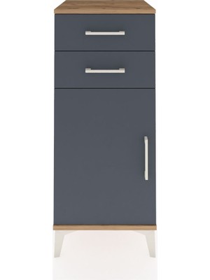 Hyperion Komodin Tek Raflı 2 Çekmeceli Tek Kapaklı 44X44X106 Çam-Antrasit