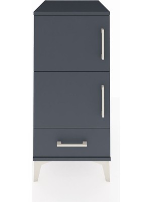Kronos Komodin 4 Raflı Tek Çekmeceli Tek Kapaklı 44X59X96 Antrasit-Antrasit