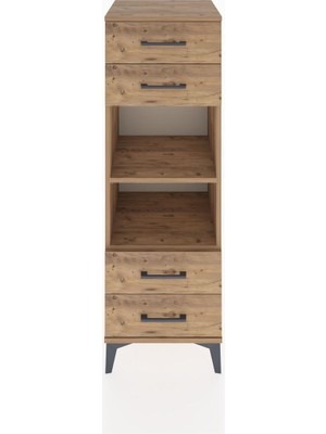 Hyperion Dolap 2 Raflı 4 Çekmeceli 44X44X134 Çam-Çam