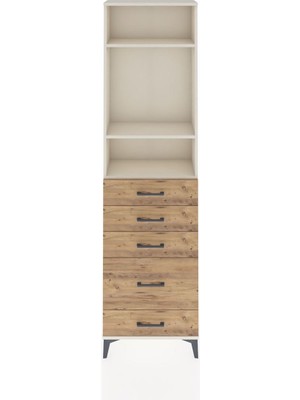 Arges Dolap 3 Raflı 5 Çekmeceli 60X30X221 Aytaşı-Çam