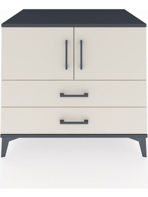 Kronos Şifonyer 2 Raflı 2 Çekmeceli 2 Kapaklı 88X59X80 Antrasit-Aytaşı