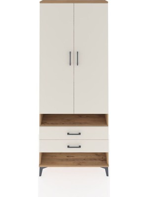 Arges Dolap 4 Raflı 2 Çekmeceli 2 Kapaklı 88X30X221 Çam-Aytaşı