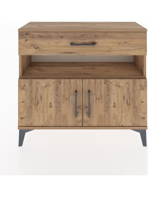 Arges Şifonyer 2 Raflı Tek Çekmeceli 2 Kapaklı 88X30X80 Çam-Çam