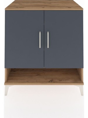 Kronos Şifonyer 3 Raflı 2 Kapaklı 88X59X96 Çam-Antrasit