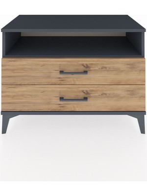 Hyperion Şifonyer Tek Raflı 2 Çekmeceli 88X44X64 Antrasit-Çam