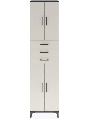 Arges Dolap 5 Raflı 3 Çekmeceli 4 Kapaklı 60X30X243 Antrasit-Aytaşı