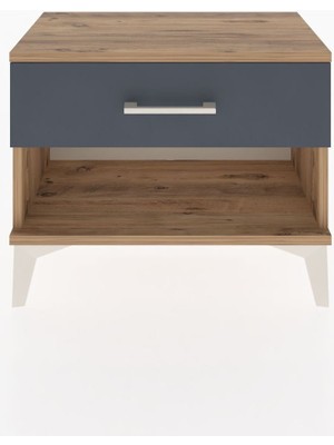 Arges Komodin Tek Çekmeceli 60X30X48 Çam-Antrasit